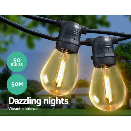 50m LED Festoon String Lights Christmas Decorations Wedding Party Outdoor Garden.
