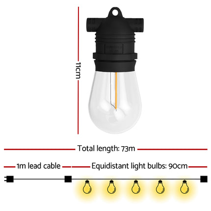 82m Festoon Lights Christmas Fairy String Lights Outdoor Party Garden Decor.