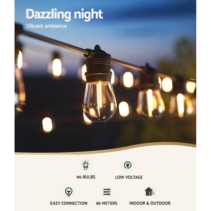 82m Festoon Lights Christmas Fairy String Lights Outdoor Party Garden Decor.