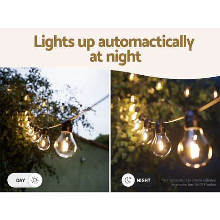 17m Solar Festoon Lights Outdoor LED String Light Christmas Decorations Party.