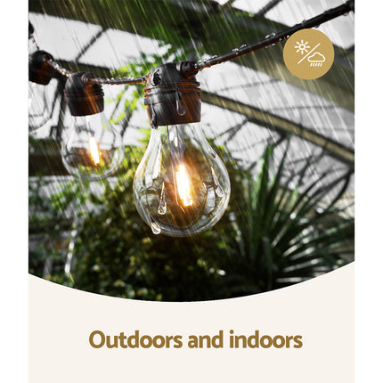 17m Solar Festoon Lights Outdoor LED String Light Christmas Decorations Party.