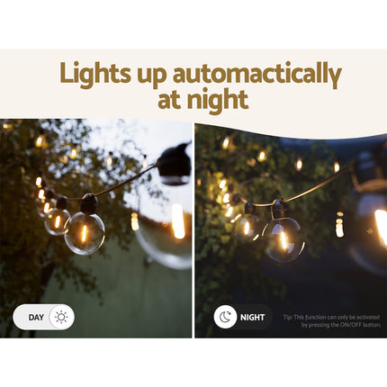 17m Solar Festoon Lights Outdoor LED String Light Wedding Christmas Party.