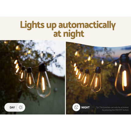 17m Solar Festoon Lights Outdoor LED String Light Christmas Party Decor.