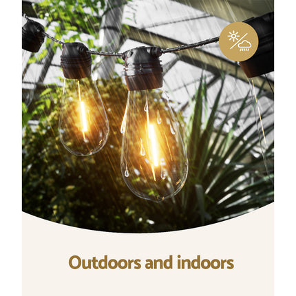 17m Solar Festoon Lights Outdoor LED String Light Christmas Party Decor.