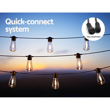 23m Solar Festoon Lights Outdoor LED String Light Christmas Party Decorations.