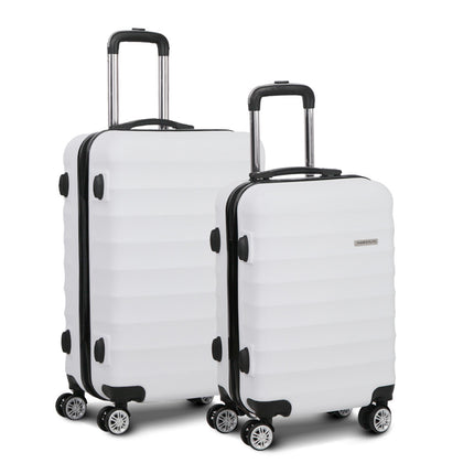 Wanderlite 2Set 20-28 Inch Luggage with TSA Lock Spinner Travel Suitcase Carry On Hard Shell Luggage Case White.