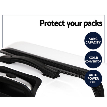 Wanderlite 2Set 20-28 Inch Luggage with TSA Lock Spinner Travel Suitcase Carry On Hard Shell Luggage Case White.
