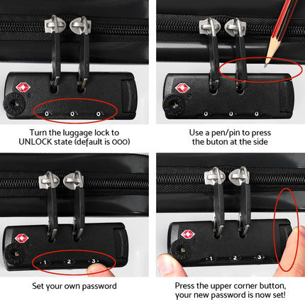 Wanderlite 3Set 20-24-28 Inch Luggage with TSA Lock Spinner Travel Suitcase Carry On Hard Shell Luggage Case White.