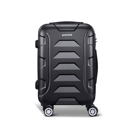 Wanderlite 20 Inch Luggage with Zipper Lock Travel Suitcase Carry On Hard Shell Luggage Case Black.
