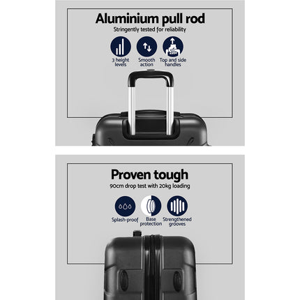 Wanderlite 20 Inch Luggage with Zipper Lock Travel Suitcase Carry On Hard Shell Luggage Case Black.