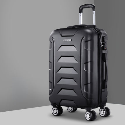 Wanderlite 20 Inch Luggage with Zipper Lock Travel Suitcase Carry On Hard Shell Luggage Case Black.