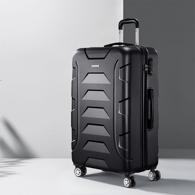 Wanderlite 28 Inch Luggage with TSA Lock Spinner Travel Suitcase Carry On Hard Shell Luggage Case Black.