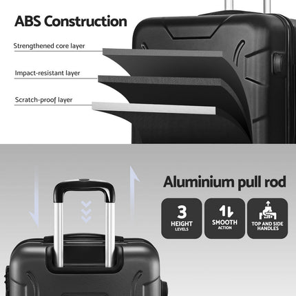 Wanderlite 28 Inch Luggage with TSA Lock Spinner Travel Suitcase Carry On Hard Shell Luggage Case Black.