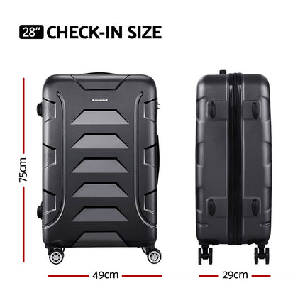 Wanderlite 28 Inch Luggage with TSA Lock Spinner Travel Suitcase Carry On Hard Shell Luggage Case Black.