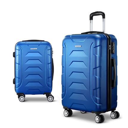 Wanderlite 2Set 20-28 Inch Luggage with TSA Lock Spinner Carry On Hard Shell Travel Suitcase Luggage Case Blue.