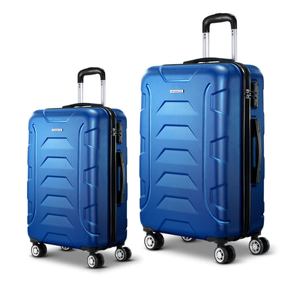 Wanderlite 2Set 20-28 Inch Luggage with TSA Lock Spinner Carry On Hard Shell Travel Suitcase Luggage Case Blue.