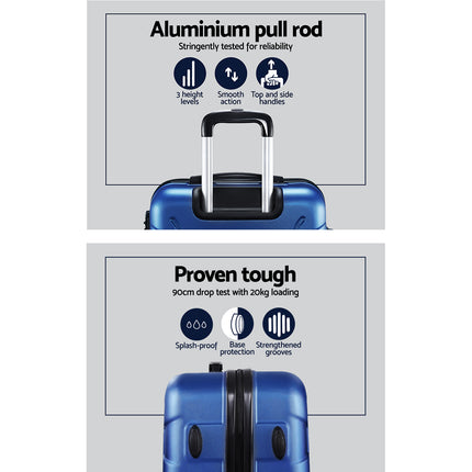 Wanderlite 2Set 20-28 Inch Luggage with TSA Lock Spinner Carry On Hard Shell Travel Suitcase Luggage Case Blue.