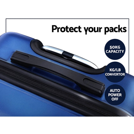 Wanderlite 2Set 20-28 Inch Luggage with TSA Lock Spinner Carry On Hard Shell Travel Suitcase Luggage Case Blue.