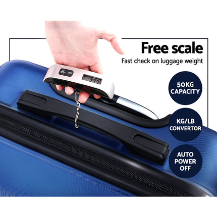 Wanderlite 2Set 20-28 Inch Luggage with TSA Lock Spinner Carry On Hard Shell Travel Suitcase Luggage Case Blue.