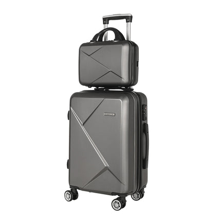 Wanderlite 2Set 20 Inch Luggage Case with 12 Inch Handheld Luggage Box Hard Shell Travel Suitcase TSA Lock Dark Grey.