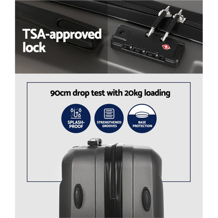 Wanderlite 2Set 20 Inch Luggage Case with 12 Inch Handheld Luggage Box Hard Shell Travel Suitcase TSA Lock Dark Grey.