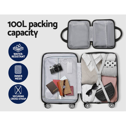 Wanderlite 2Set 20 Inch Luggage Case with 12 Inch Handheld Luggage Box Hard Shell Travel Suitcase TSA Lock Dark Grey.