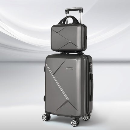 Wanderlite 2Set 20 Inch Luggage Case with 12 Inch Handheld Luggage Box Hard Shell Travel Suitcase TSA Lock Dark Grey.