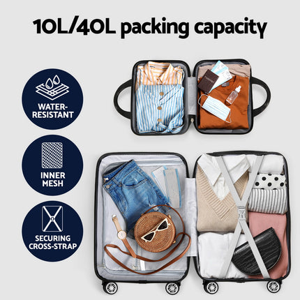 Wanderlite 2Set 20 Inch Luggage Case with 12 Inch Handheld Luggage Box Hard Shell Travel Suitcase TSA Lock  Rose Gold.
