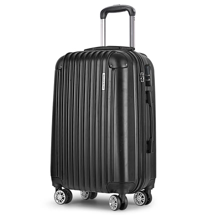 Wanderlite 20 Inch Luggage with Zipper Lock Carry On Hard Shell Travel Suitcase Luggage Case Black.