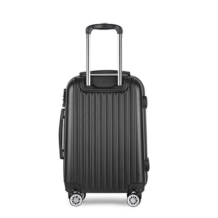 Wanderlite 20 Inch Luggage with Zipper Lock Carry On Hard Shell Travel Suitcase Luggage Case Black.