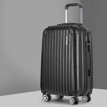 Wanderlite 20 Inch Luggage with Zipper Lock Carry On Hard Shell Travel Suitcase Luggage Case Black.