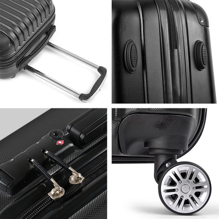 Wanderlite 24 Inch Luggage with TSA Lock Spinner Travel Suitcase Carry On Hard Shell Luggage Case Black.