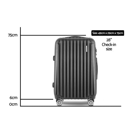 Wanderlite 28 Inch Luggage with TSA Lock Spinner Carry On Hard Shell Travel Suitcase Luggage Case Black.