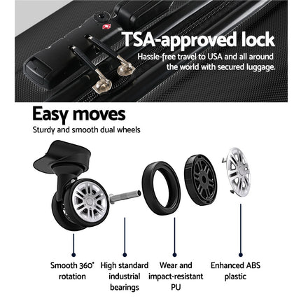 Wanderlite 28 Inch Luggage with TSA Lock Spinner Carry On Hard Shell Travel Suitcase Luggage Case Black.