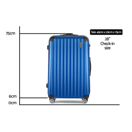 Wanderlite 28 Inch Luggage with TSA Lock Spinner Carry On Hard Shell Travel Suitcase Luggage Case Blue.