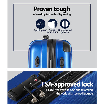 Wanderlite 28 Inch Luggage with TSA Lock Spinner Carry On Hard Shell Travel Suitcase Luggage Case Blue.