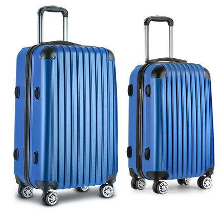 Wanderlite 20-28 Inch Luggage 2Set with TSA Lock Spinner Carry On Hard Shell Travel Suitcase Luggage Case Blue.