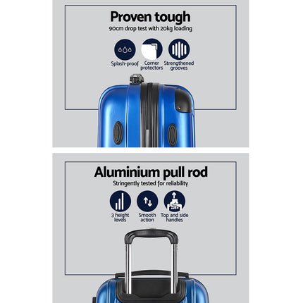 Wanderlite 20-28 Inch Luggage 2Set with TSA Lock Spinner Carry On Hard Shell Travel Suitcase Luggage Case Blue.