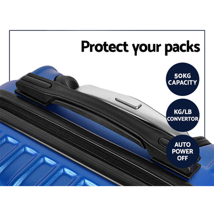 Wanderlite 20-28 Inch Luggage 2Set with TSA Lock Spinner Carry On Hard Shell Travel Suitcase Luggage Case Blue.