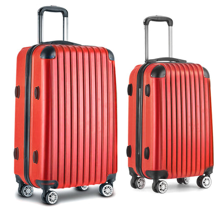 Wanderlite 20-28 Inch Luggage 2Set with TSA Lock Spinner Carry On Hard Shell Travel Suitcase Luggage Case Red.