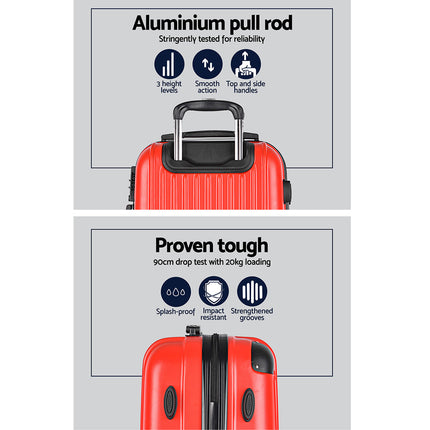 Wanderlite 20-28 Inch Luggage 2Set with TSA Lock Spinner Carry On Hard Shell Travel Suitcase Luggage Case Red.