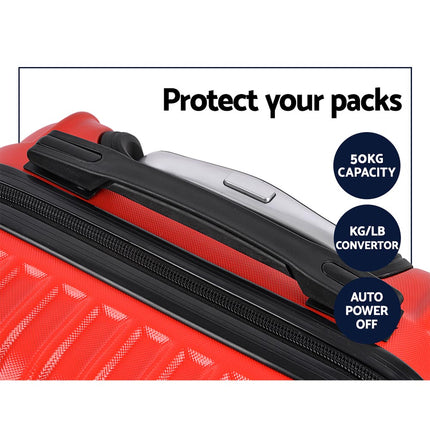 Wanderlite 20-28 Inch Luggage 2Set with TSA Lock Spinner Carry On Hard Shell Travel Suitcase Luggage Case Red.