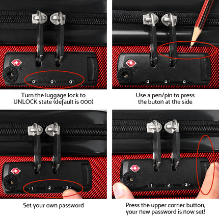 Wanderlite 20-28 Inch Luggage 2Set with TSA Lock Spinner Carry On Hard Shell Travel Suitcase Luggage Case Red.