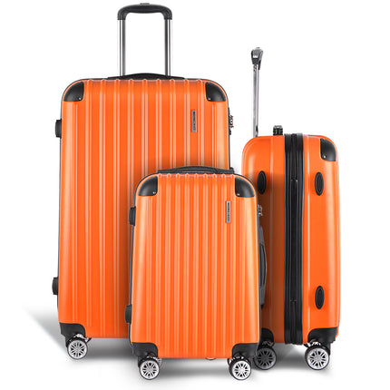 Wanderlite 20-24-28 Inch Luggage 3Set with TSA Lock Spinner Carry On Hard Shell Travel Suitcase Luggage Case Orange.