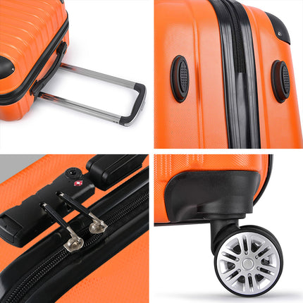 Wanderlite 20-24-28 Inch Luggage 3Set with TSA Lock Spinner Carry On Hard Shell Travel Suitcase Luggage Case Orange.