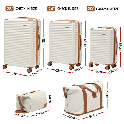 Wanderlite 5pcs Luggage Suitcase Set Trolley Travel TSA Lightweight Hard Case.