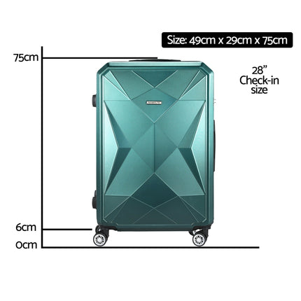 Wanderlite 28-inch Luggage Set with TSA Lock�ABS Hard Shell Travel Suitcase Organiser Luggage Case Atrovirens.