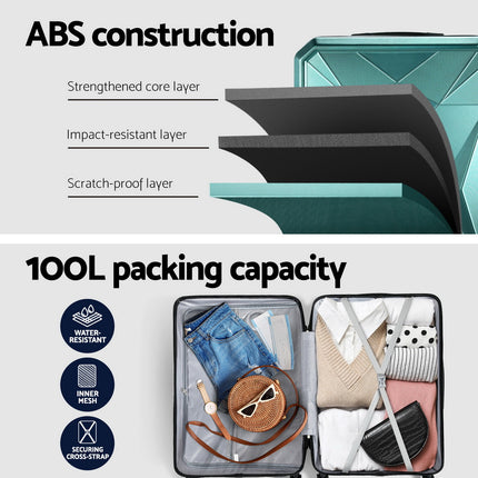 Wanderlite 28-inch Luggage Set with TSA Lock�ABS Hard Shell Travel Suitcase Organiser Luggage Case Atrovirens.