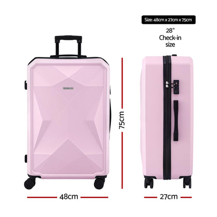 Wanderlite 28" Luggage Suitcase Trolley Travel Lightweight TSA Hardshell Pink.