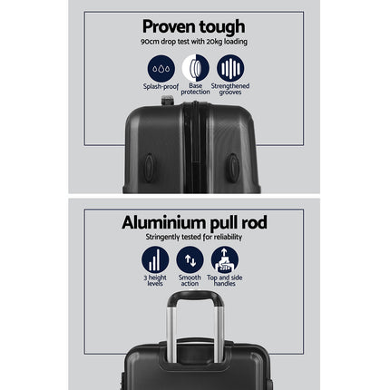Wanderlite 2Set 20-28 Inch Luggage with TSA Lock Spinner Travel Suitcase Carry On Hard Shell Luggage Case Black.